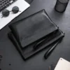 Men's Sheepskin-Style Faux Leather Clutch Envelope Bag