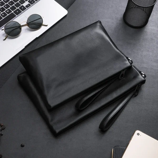 Men's Sheepskin-Style Faux Leather Clutch Envelope Bag