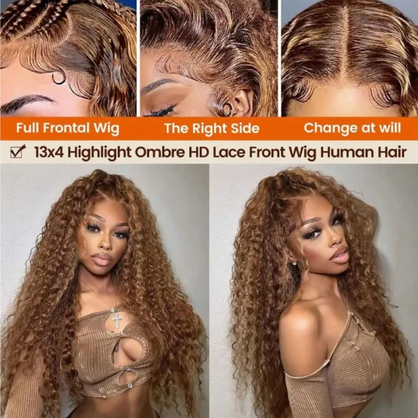Highlight Curly Human Hair Wig, 13x4 HD Lace Frontal S1592288e593840ef828a01caaabb4d76q