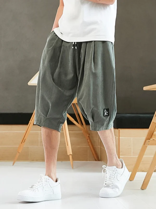 Plus Size Summer Harem Pants Men Short Joggers Chinese Style Calf-Length S15f3a07c6de84de2bb9d61d321a2badcf