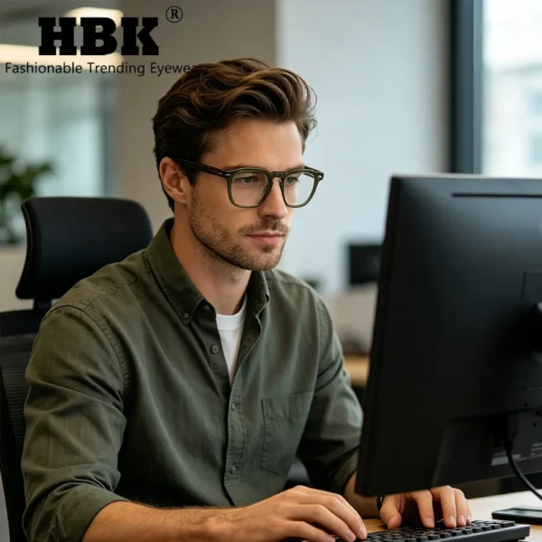 HBK Retro Oval Glasses Frames Transparent Lenses Men  TR-90 S162b776a541e4e76950e4aac0d3a29bfI