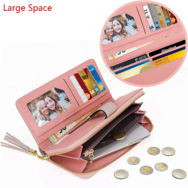 Pomelo Tri‑Color Women's Wallet PU Leather Long Zipper RFID Blocking Large S173ad50d2fa84ceca75b88a40ebe8139Z