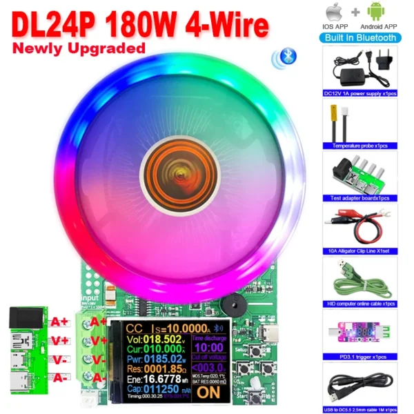180W DC Tester APP Electronic Load Lithium Battery Capacity Monitor Discharge S18431db69f2b4951bef88c398a8e136a7