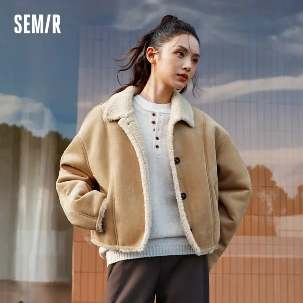 Semir Jacket Women Winter Crossbody Bag Paneled Faux Suede Faux Lamb S1a6000e2f7fb4f40802fce8f3b9991a3J