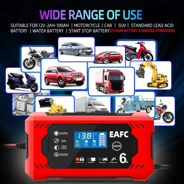 Car Battery Charger 12V 6A Intelligent Fast Charging Pulse Repair Type S1b08fd7b12b9488ea60d68143167b186E