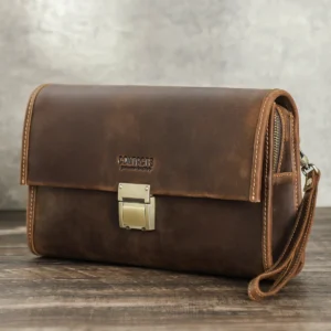 CONTACT'S Genuine Leather Clutch Bags for Men Security Password Lock Handbags