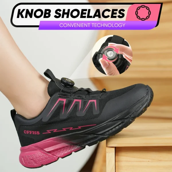 Lightweight Women's Work Shoes with Rotary Button - Breathable Steel Toe S1c5cee199b414a69926f7c871f1f8474h