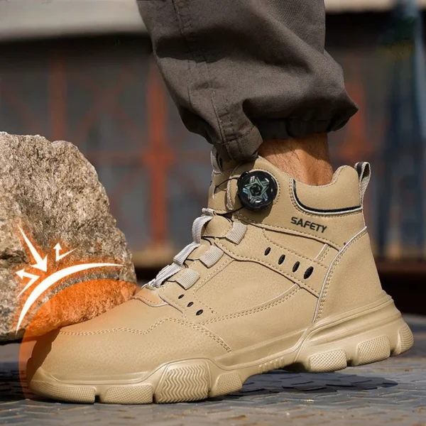 Water Repellent Leather Safety Boots for Men, Lightweight Steel Toe Anti-Smash S1e8b28bd162e4e1a8544f1d8051ebcf65