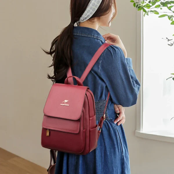 Women's Large Capacity faux leather School Backpack