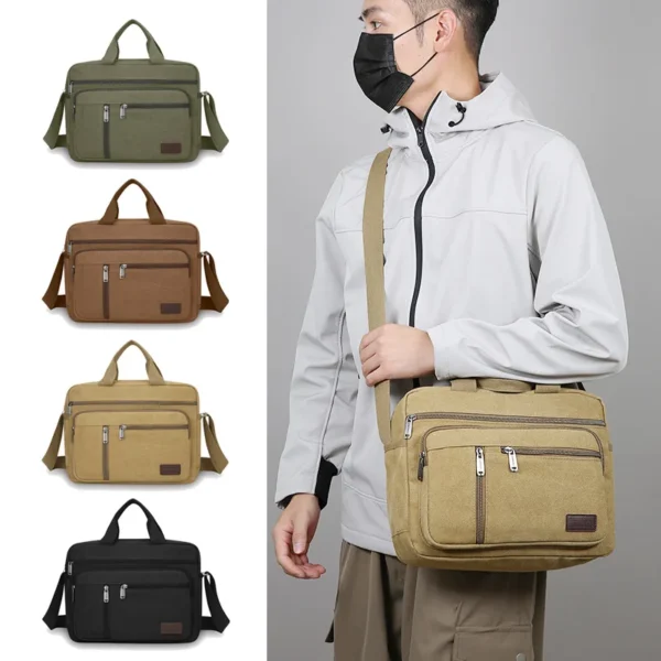 Men's Canvas Shoulder Bag Casual Crossbody Bag Daily Commuting Tote with S1f92cad87e1b463f9a351df76bc25784m