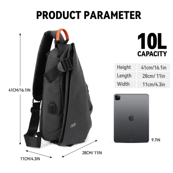 Anti-Theft Crossbody Sling Backpack, Unisex S1fe2da5088bc42fa932925dd8fa84fefZ