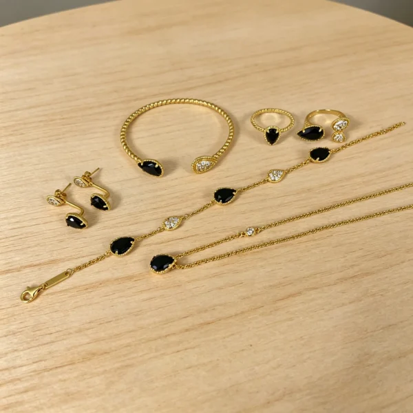 Water Drop Jewelry Set Women's Bracelet Ring Earring Necklace AAAA+ Zircon S268308e09bbf4500827b876feb501202f
