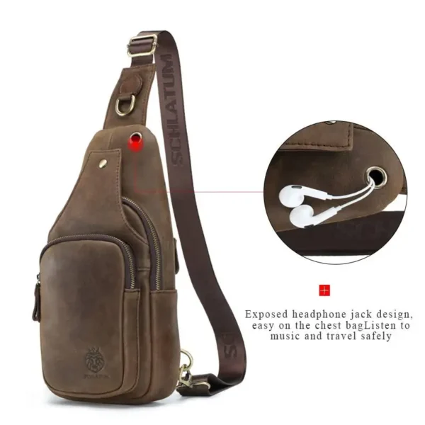 SCHLATUM 100%Genuine Leather Chest Bag Casual Triangle Crossbody Design Travel Shoulder S269af87abd2547289ed459828d70a391u