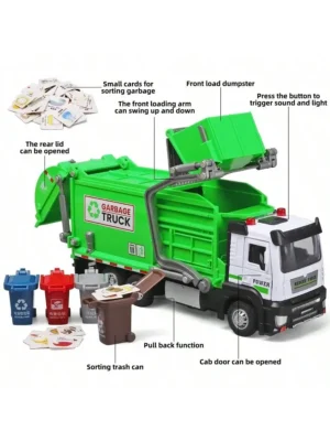 BuyerFriends Realistic Garbage Truck STEM Learning Toy Set