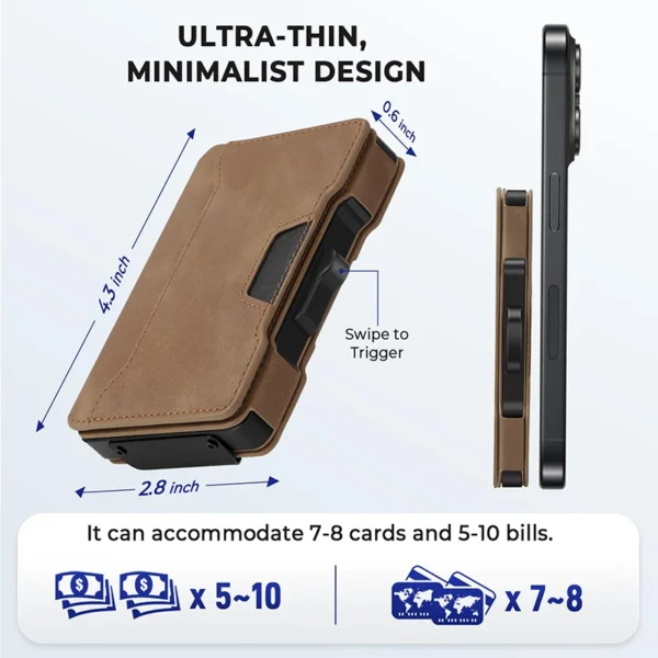 Aluminum Pop-Up Card Case with faux leather Card Slots