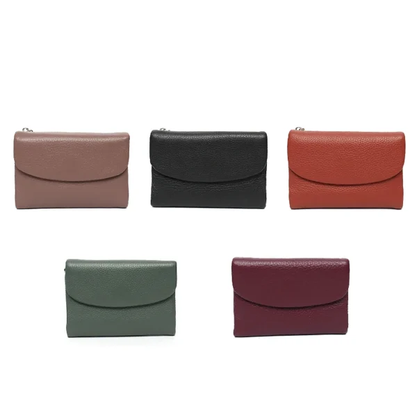 Women‘s Minimalist Short Wallet Classic Real Leather Magnet Flap Trifold Coin S299e94f72e2b40df99cc21be8dd34bb03
