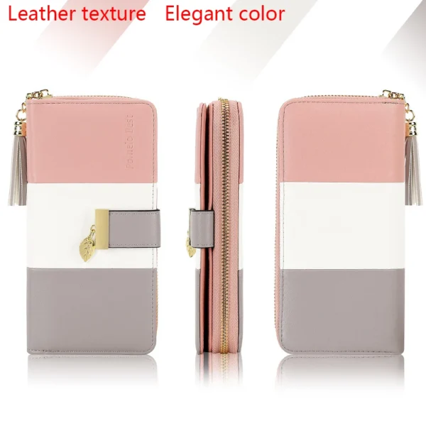 Pomelo Tri‑Color Women's Wallet PU Leather Long Zipper RFID Blocking Large S29b7c2b163814032a168770cb84b570dF