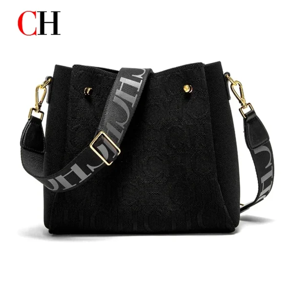 CH New Jacquard Letter Women Bucket Bag Wide Printed Strap Crossbody S2b132f4fde8442d5835cca9389d1d26cv