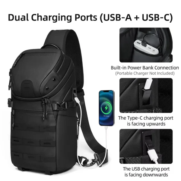 Portable Sling Bag Fashionable Multi-Pocket Crossbody Chest Bag with Water-Resistant Desig S2c44a2634dcb427e9950117454eed15eL