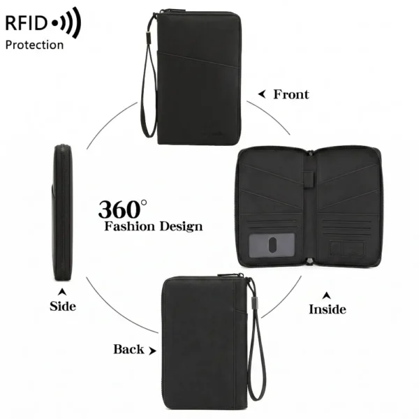 RFID Blocking faux leather Family Passport Travel Wallet