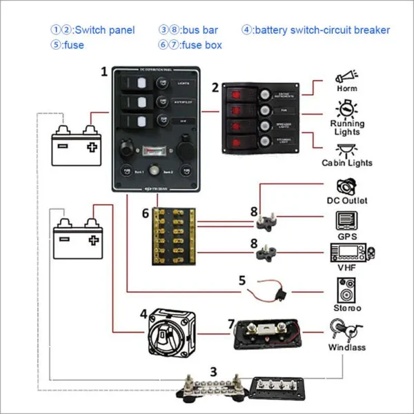 M6 M8 48V Junction Block Bus Bar 5/16″ Terminal Block Insulated Dual Heavy Duty Power...