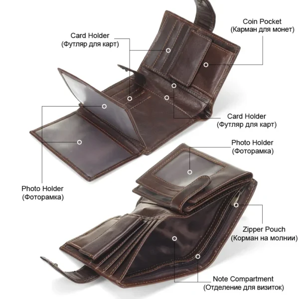 Men's Faux Leather Wallet with Coin Purse
