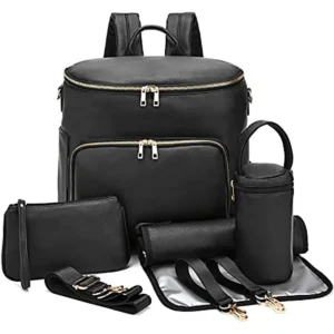 Women's faux leather Diaper Bag Backpack for Travel