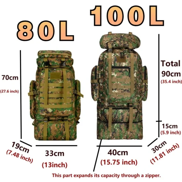 80L/100L Mountaineering Bag Climb Bag Tactical Backpacks Large Backpack Outdoors Hiking S3395b7e838fa41b7a31d190331c4a09eV