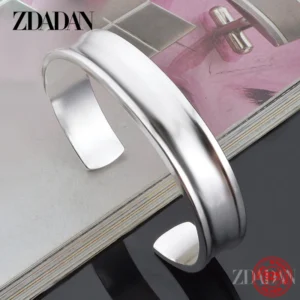 ZDADAN silver-tone Silver Open Cuff Bracelet Bangles For Women Men