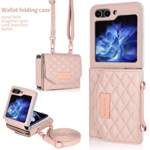 VIETAO Pink Crossbody Strap Phone Cover for Samsung Galaxy Z Flip