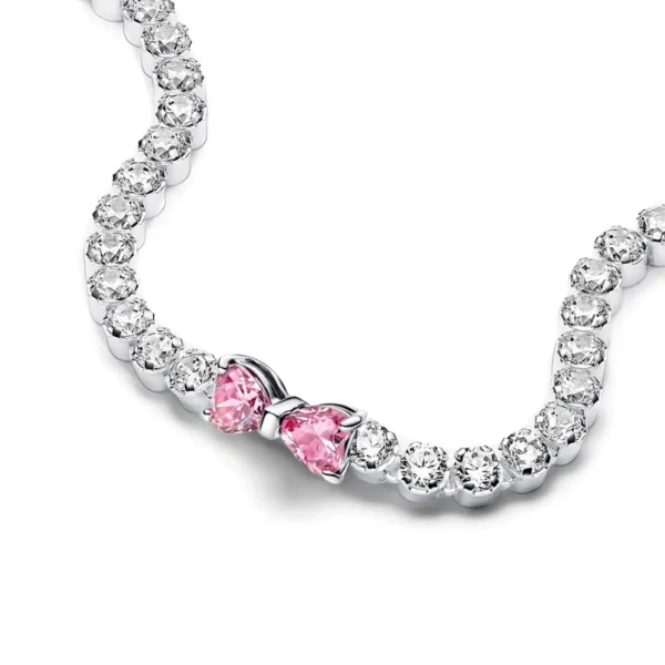 Valentine New 925 Silver Pink Bow Full Diamond Bracelet Original 17-20CM S34cc2c1fb7894d18943cfadb3801083aI