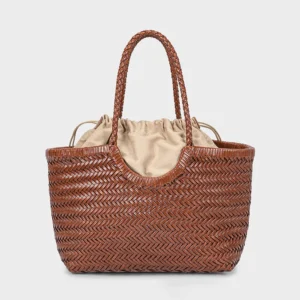 Women's faux leather Woven Shoulder Bag