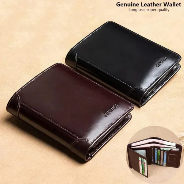 Men's Wallets RFID Blocking Genuine Leather Trifold Business Short Purse Wallet S35b21b80617e415e999a65910c10e55bj
