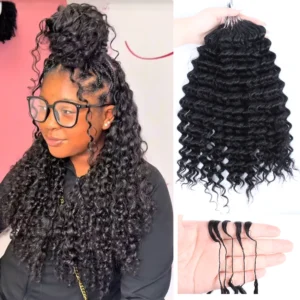Deep Wave Feather Crochet Human Hair Pre-Separated Pre-Fluffed Water Curly Human
