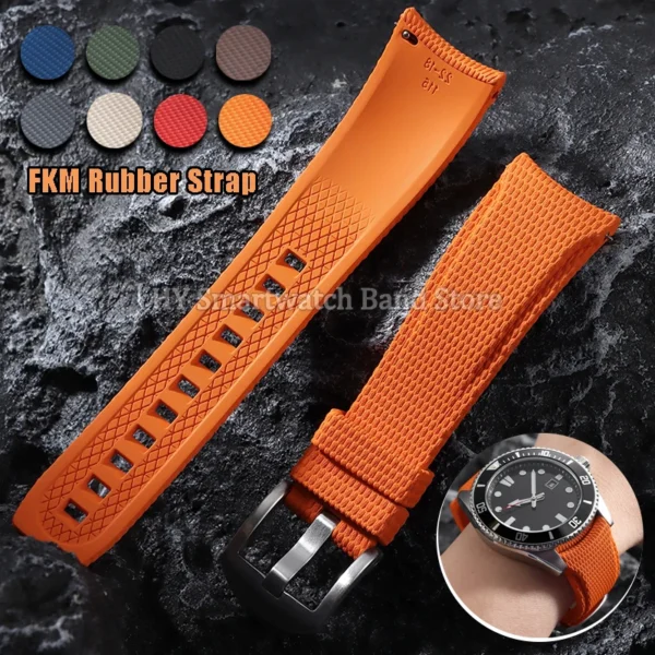 20mm 21mm 22mm Fluorine Rubber Watch Strap for Omega for Seiko S384ad0edf2de4f3a981dfb5dfd9e525ea