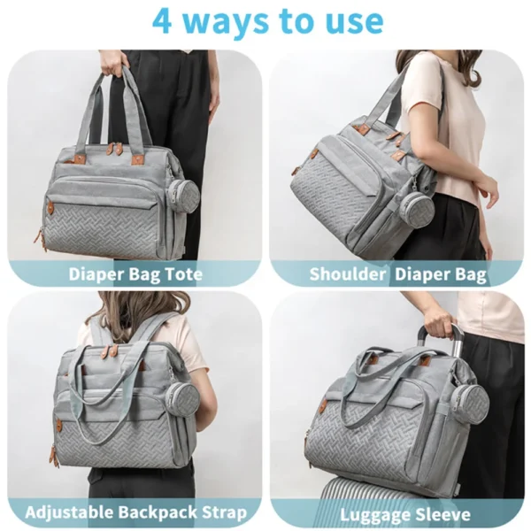 PANGDUBE Large Size Mom Dad Backpack Baby Diaper Bags with Pacifier S38aa6d0238d0492eb6bf9eee41a1ed73Z