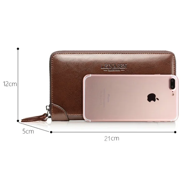 Men's Long PU faux leather Wallet with Double Zipper S39238a7fa9974cb08c027db2c8ff7e1dd