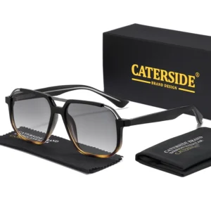 CATERSIDE Classic Men's Pilot Sunglasses Creative Flat Double Bridge Design Sun