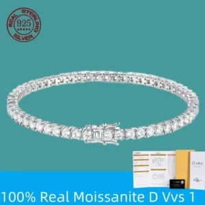 Factory Price D VVS1 Moissanite Tennis Bracelet silver-tone Silver Single
