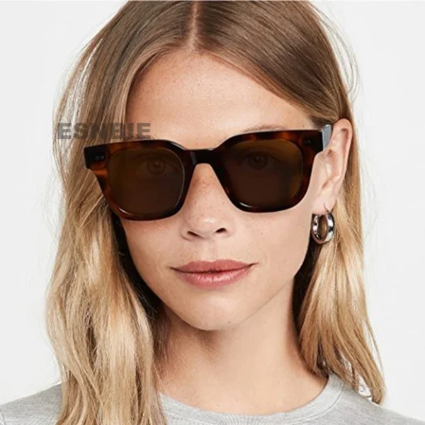 Trendy 04 Sunglasses Women Handcrafted Square Transparent Acetate Frame Sunglasses Polariz S3d21c3e68d6a4e30a466e3ee98e357b1u
