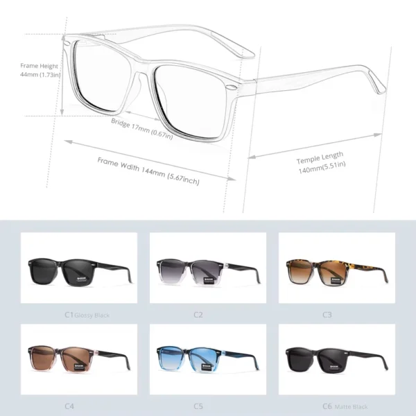 Square Polarized Sunglasses, TR90 Material S3e63a27f67e34b148024ed2520bef007q 1