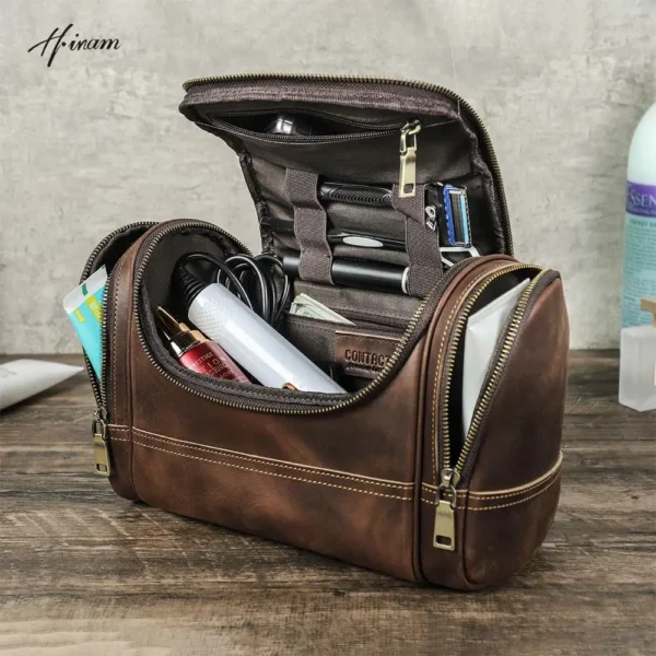 Men Genuine Leather Travel Business Toiletry Shaving Bag Women Retro Cosmetic S3e8cf421525a45c0929da158e9e3ac81q