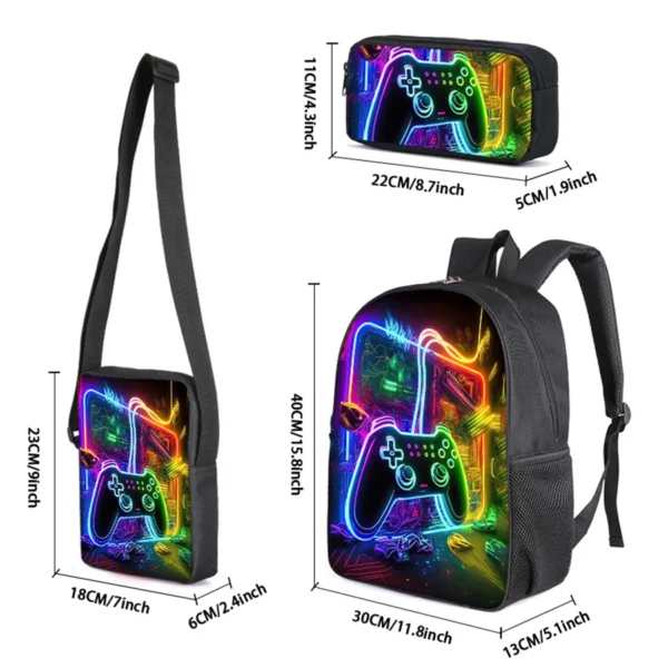 Gamepad-Themed 3-Piece School Bag Set S3ef9a40e32ca4f5e9f47d9325513bc21d