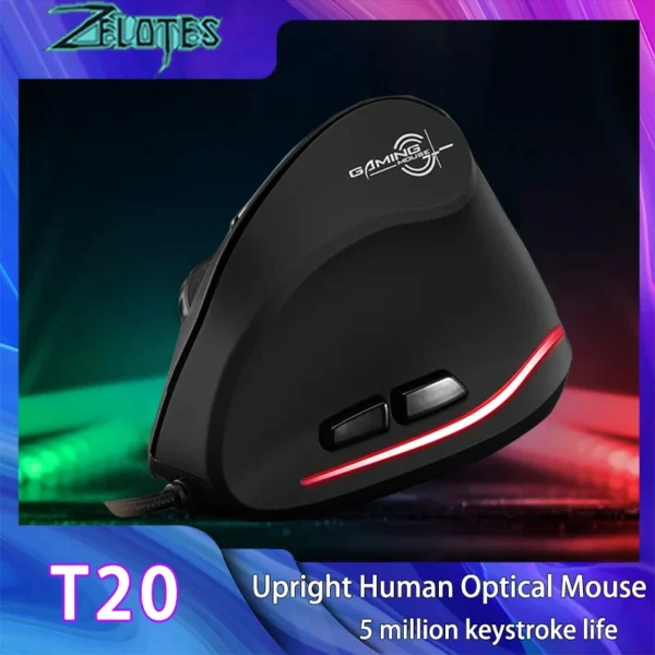 Zelotes T-20 Wired Vertical Mouse Ergonomic Rechargeable 6-key DPI Adjustable Computer S3fa13592ce594d31a3554b3bf26dbce3S
