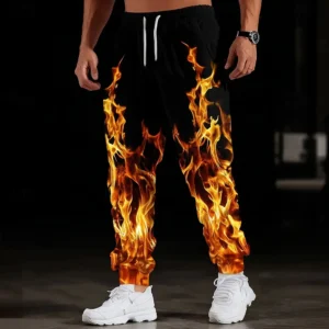 Men's Lightning Flame Print Jogger Sweatpants