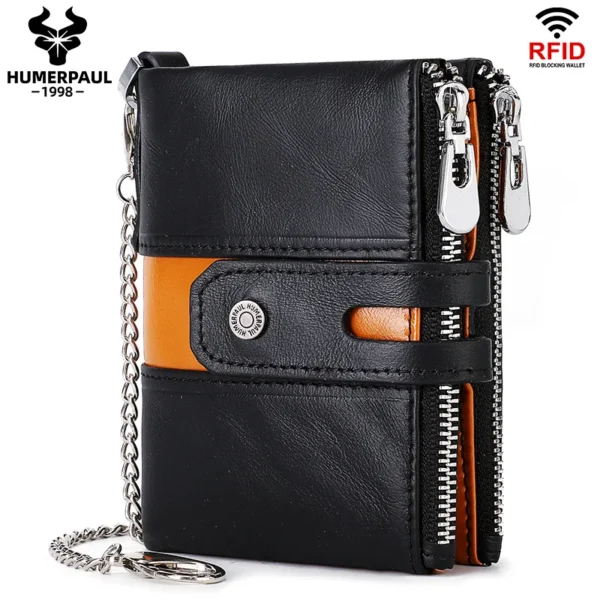 HUMERPAUL Genuine Leather Men's Wallet Fashion Quality Travel Purse Rfid Protect S453f65170b2c49f6b8b07f5c3135d19dZ