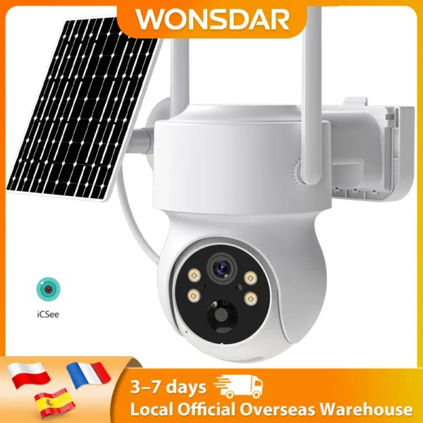 WONSDAR Built-in Battery WiFi PTZ Outdoor Wireless Solar IP Camera HD S45efbe1508934effa2b42613fa763c8cg