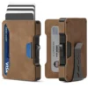 Aluminum Pop-Up Card Case with faux leather Card Slots