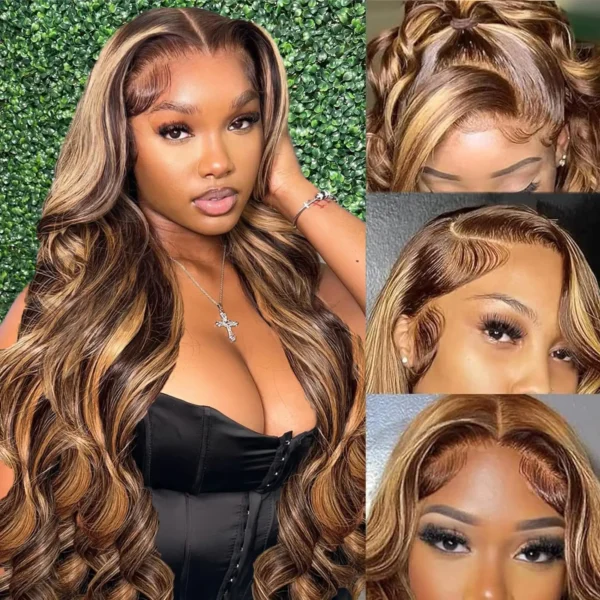 30-Inch Colored Highlight Brazilian Body Wave Lace Wig S4c67f30ad4e545f8ad59b23cf9024535B