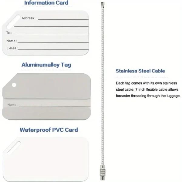 5Pcs Aluminum Luggage Tags Durable Travel Baggage Identifier with Secure Holder S4c9c69d0576b489582661d5429e1da39B